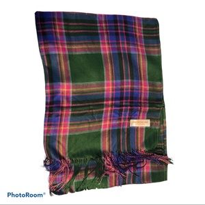 Gorgeous Fall Green & Pink Plaid Large Pashmina